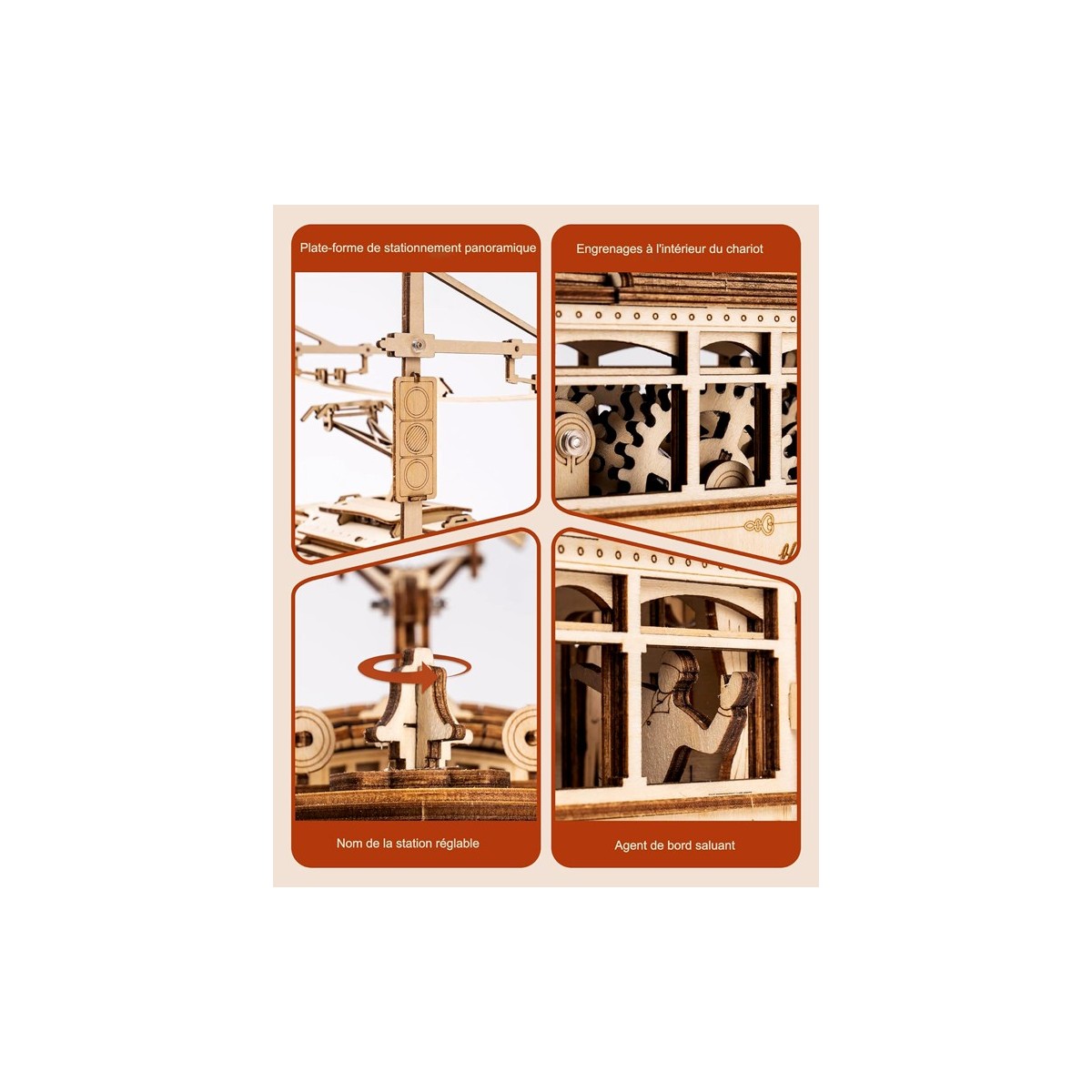 Maquette en bois animée Tramway vintage