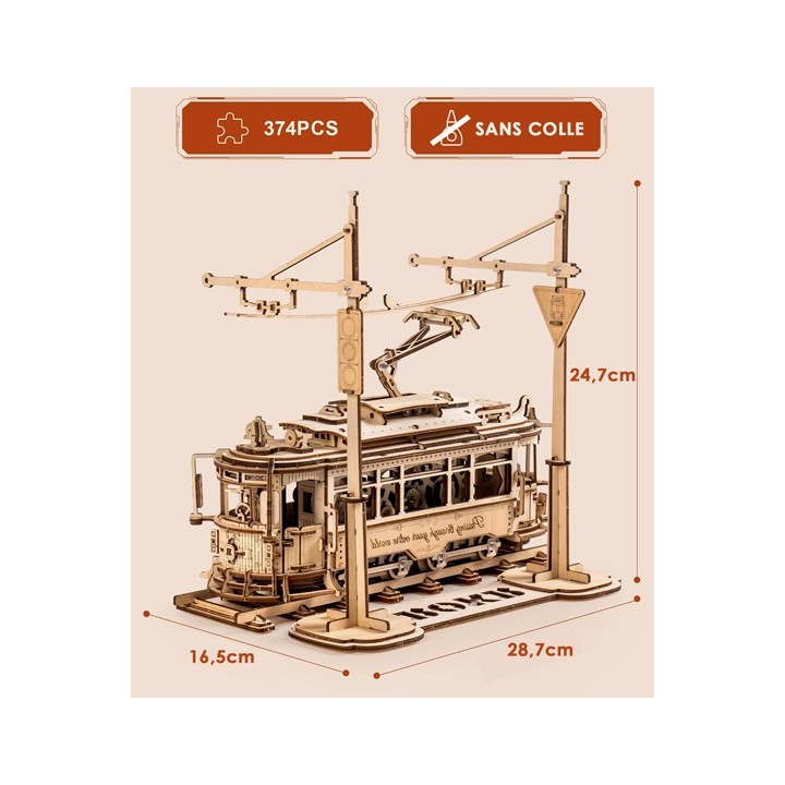 Maquette en bois animée Tramway vintage