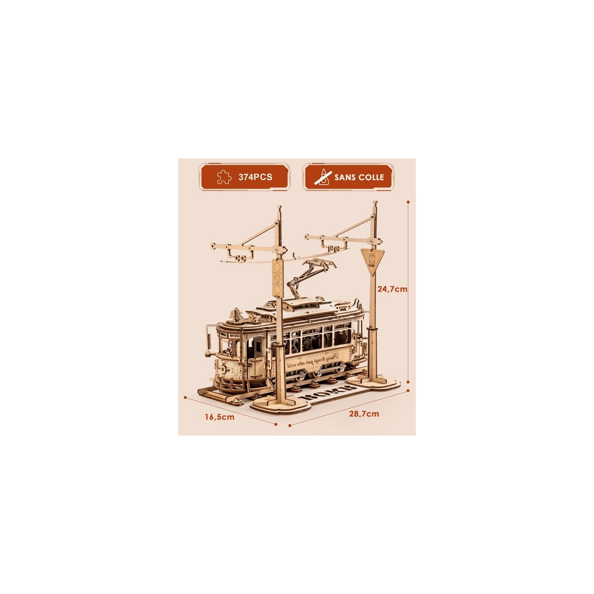 Maquette en bois animée Tramway vintage