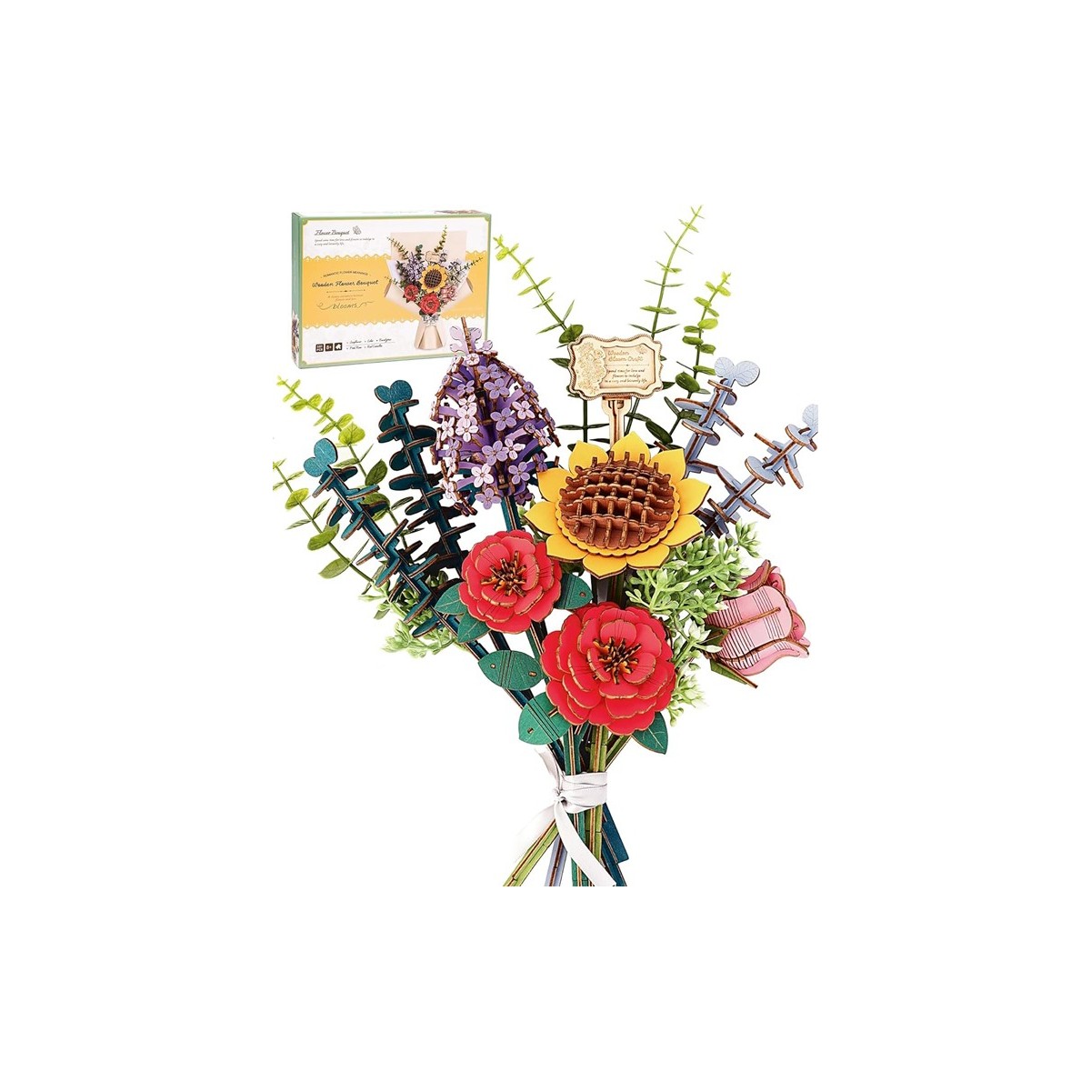 Maquette en bois Bouquet de fleurs
