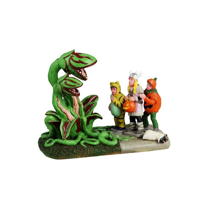 Plante carnivore et enfants Lemax Halloween