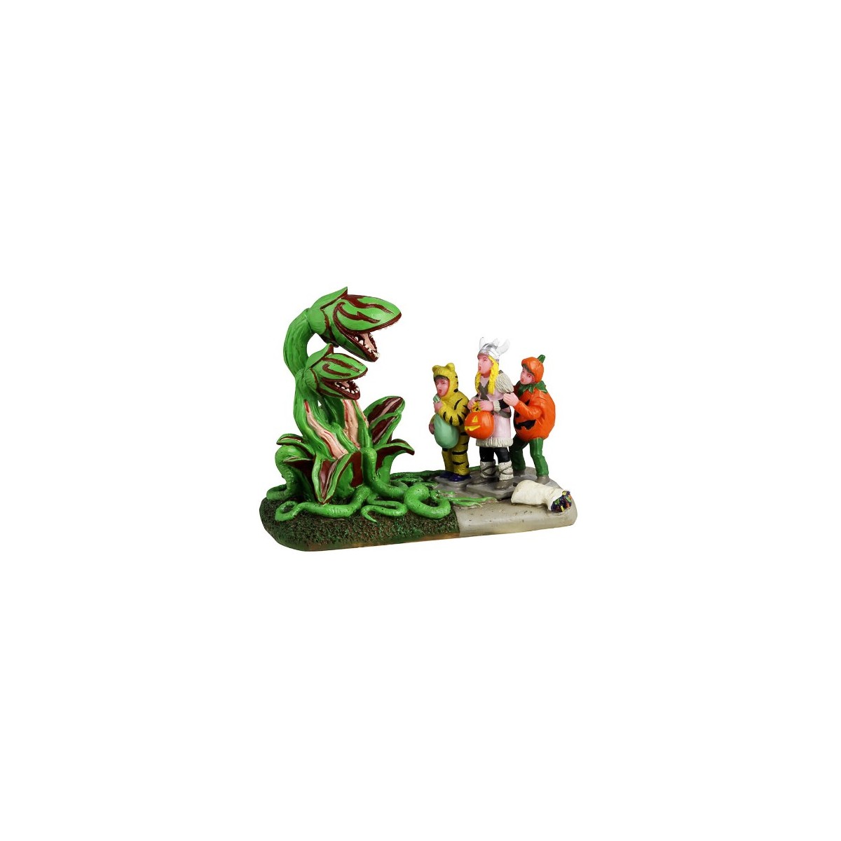 Plante carnivore et enfants Lemax Halloween