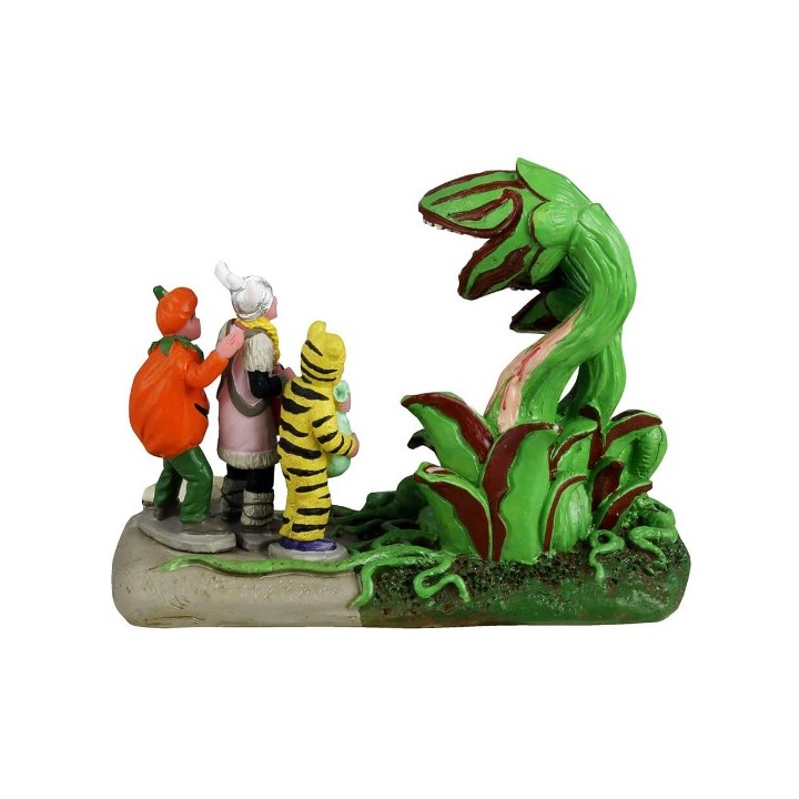 Plante carnivore et enfants Lemax Halloween