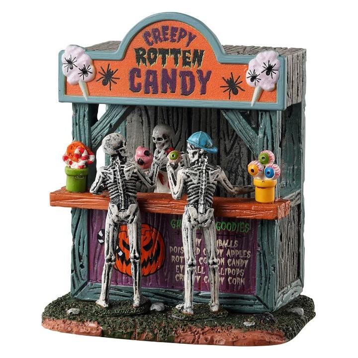 Squelettes au stand de bonbons Lemax Halloween