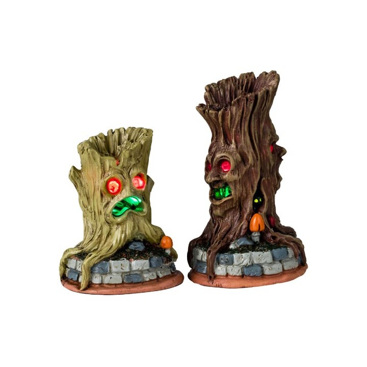 Troncs d'arbres effrayants lumineux Lot de 2 Lemax Halloween