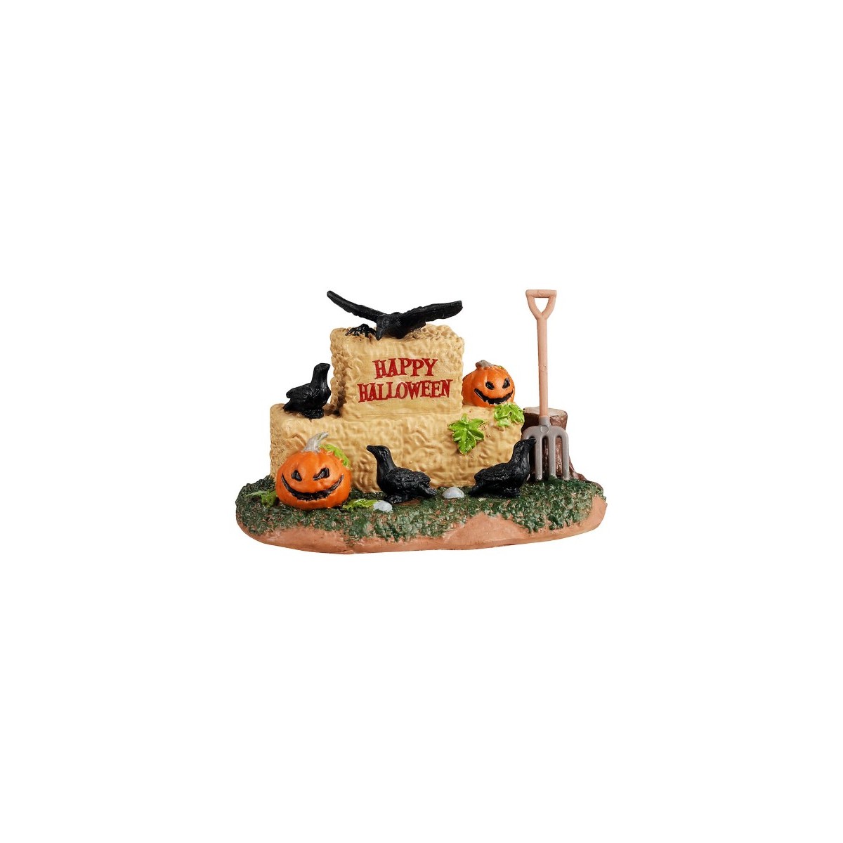 Bottes de paille et corbeaux Lemax Halloween