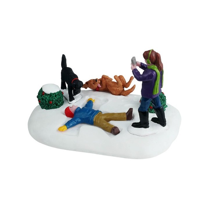 Scène enneigée Enfants et chiens Lemax