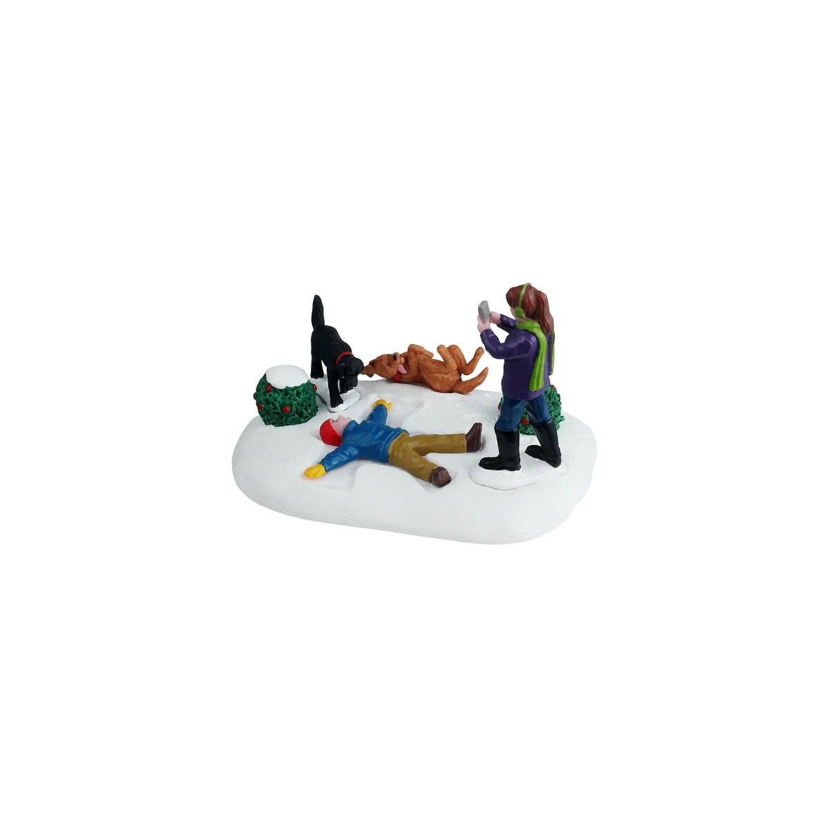 Jeux enneigés Enfants et chiens Lemax