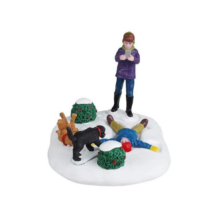 Jeux enneigés Enfants et chiens Lemax