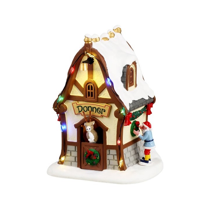 Maison lumineuse du Renne de Noël Donner Lemax