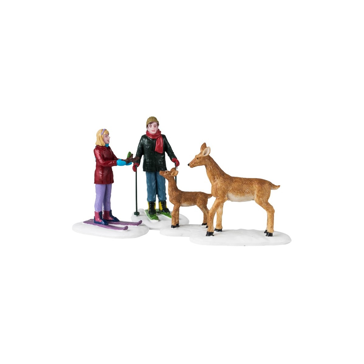 Skieurs et animaux sauvages Lot de 4  Lemax
