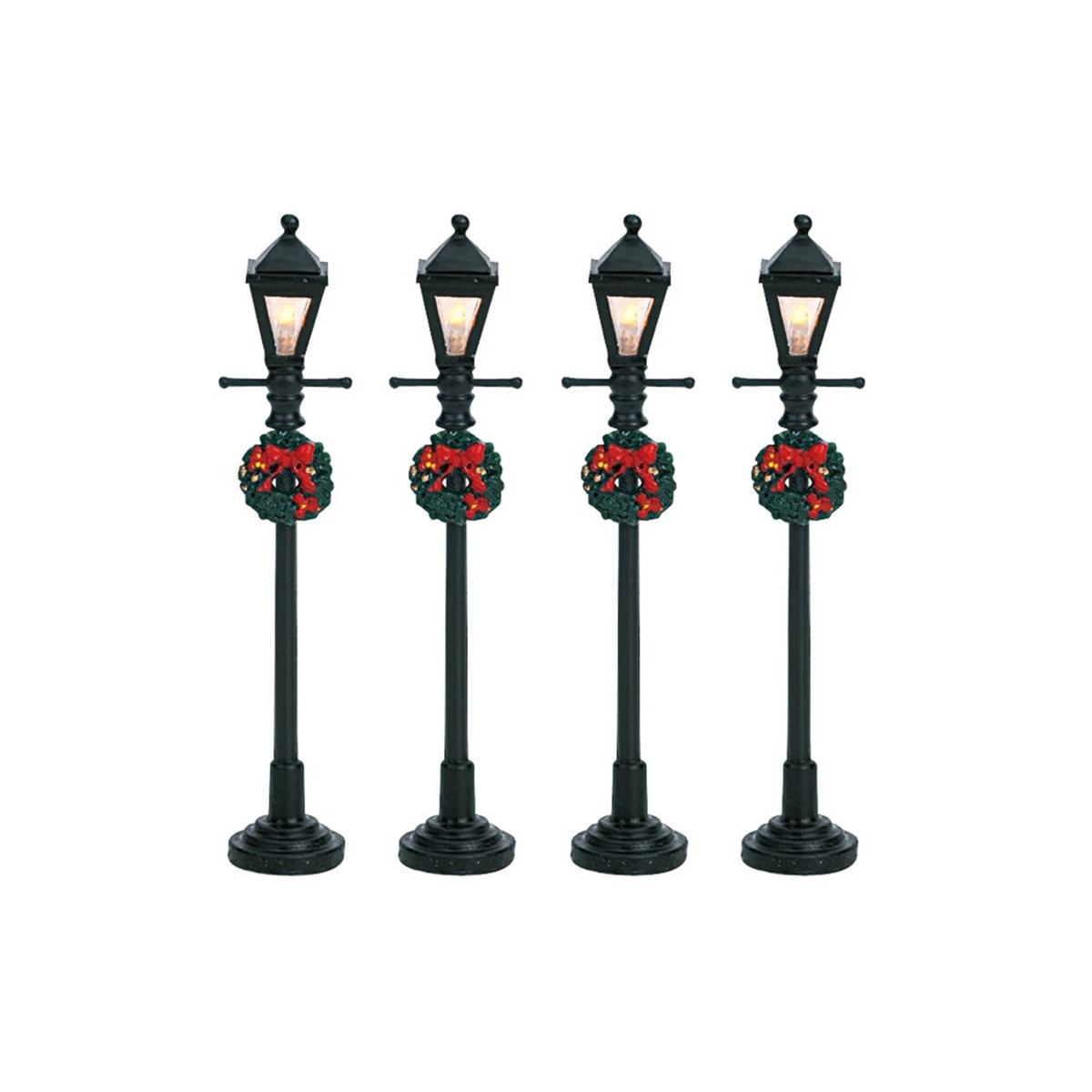 Lampadaires décorés lumineux Lot de 4 Lemax Lampadaires décorés lumineux Lot de 4 Lemax