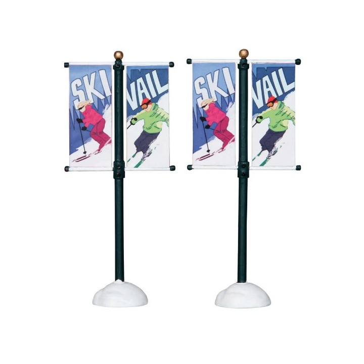 Poteaux avec bannières Ski Lot de 2 Lemax