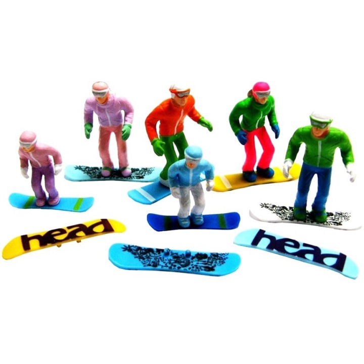 Figurines en snowboard debout Lot de 6