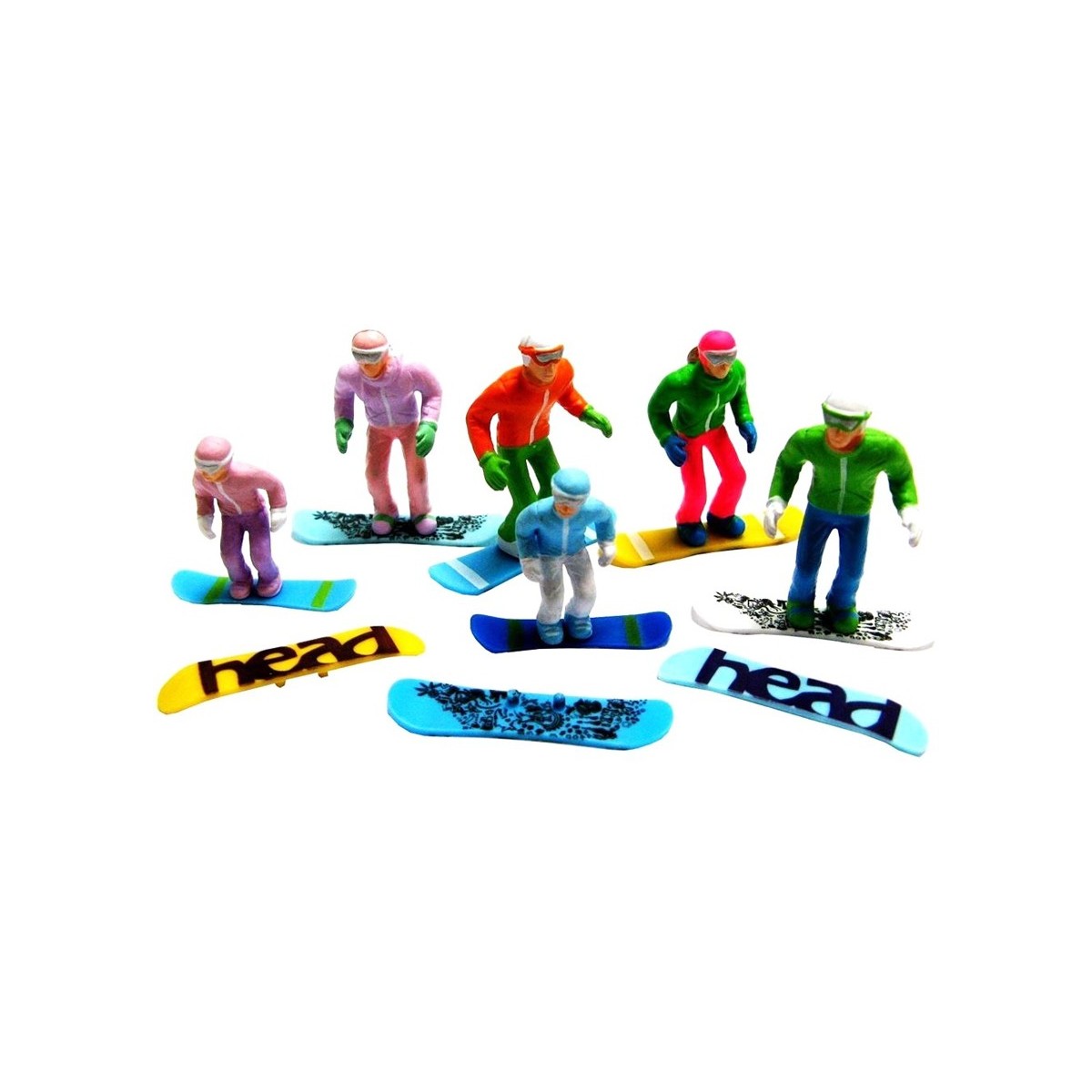 Figurines en snowboard debout Lot de 6