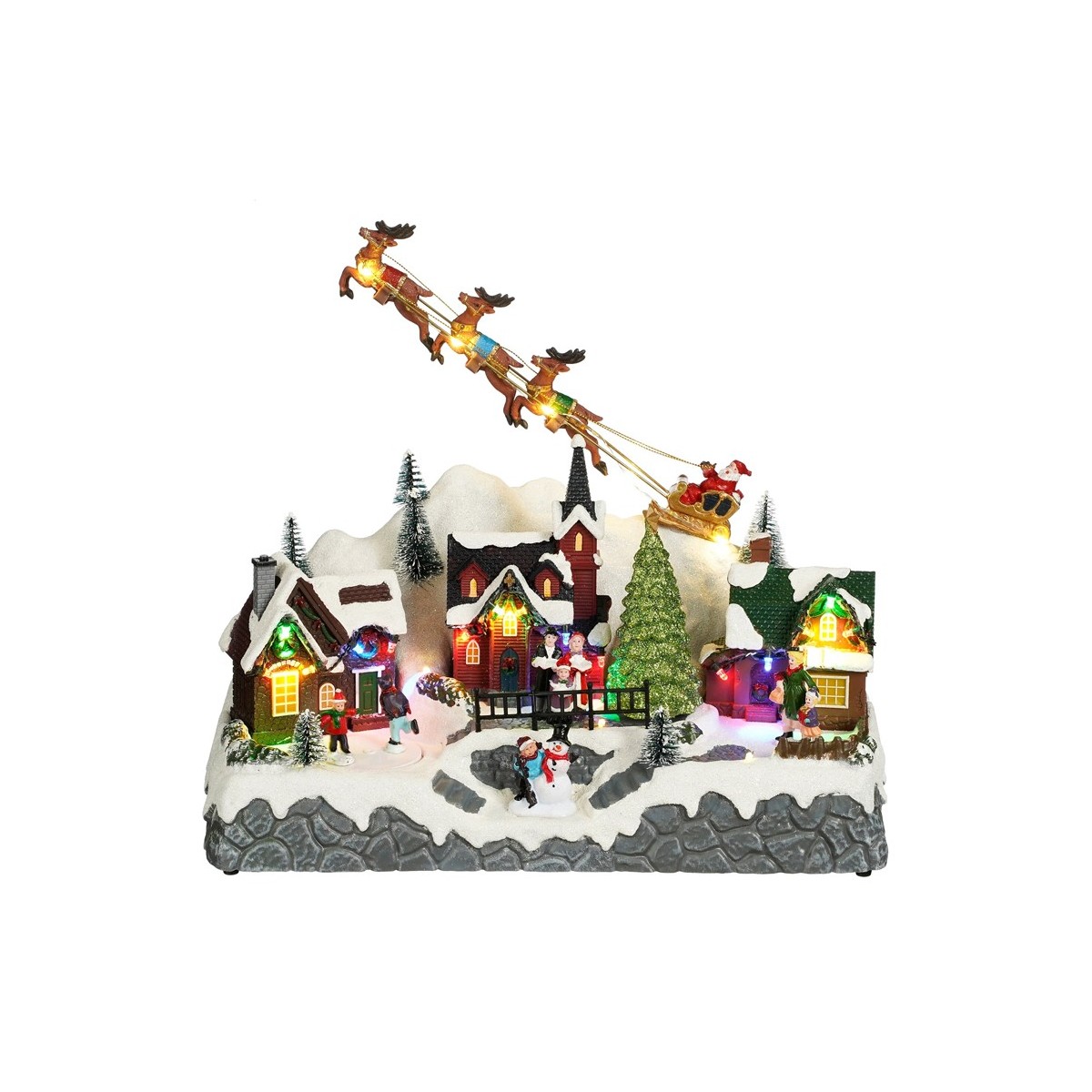 Village à Noël animé lumineux sonore Luville