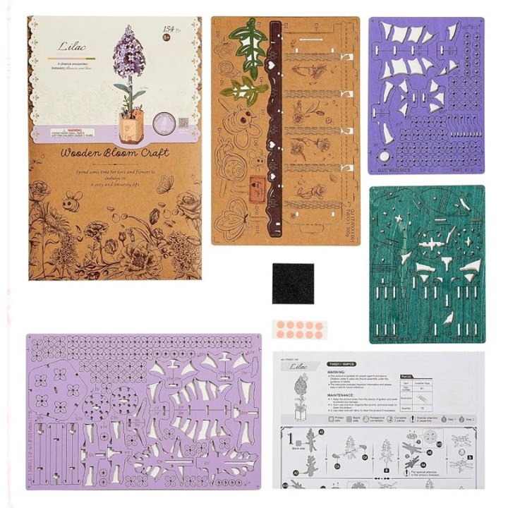Maquette en bois Fleur Lilas