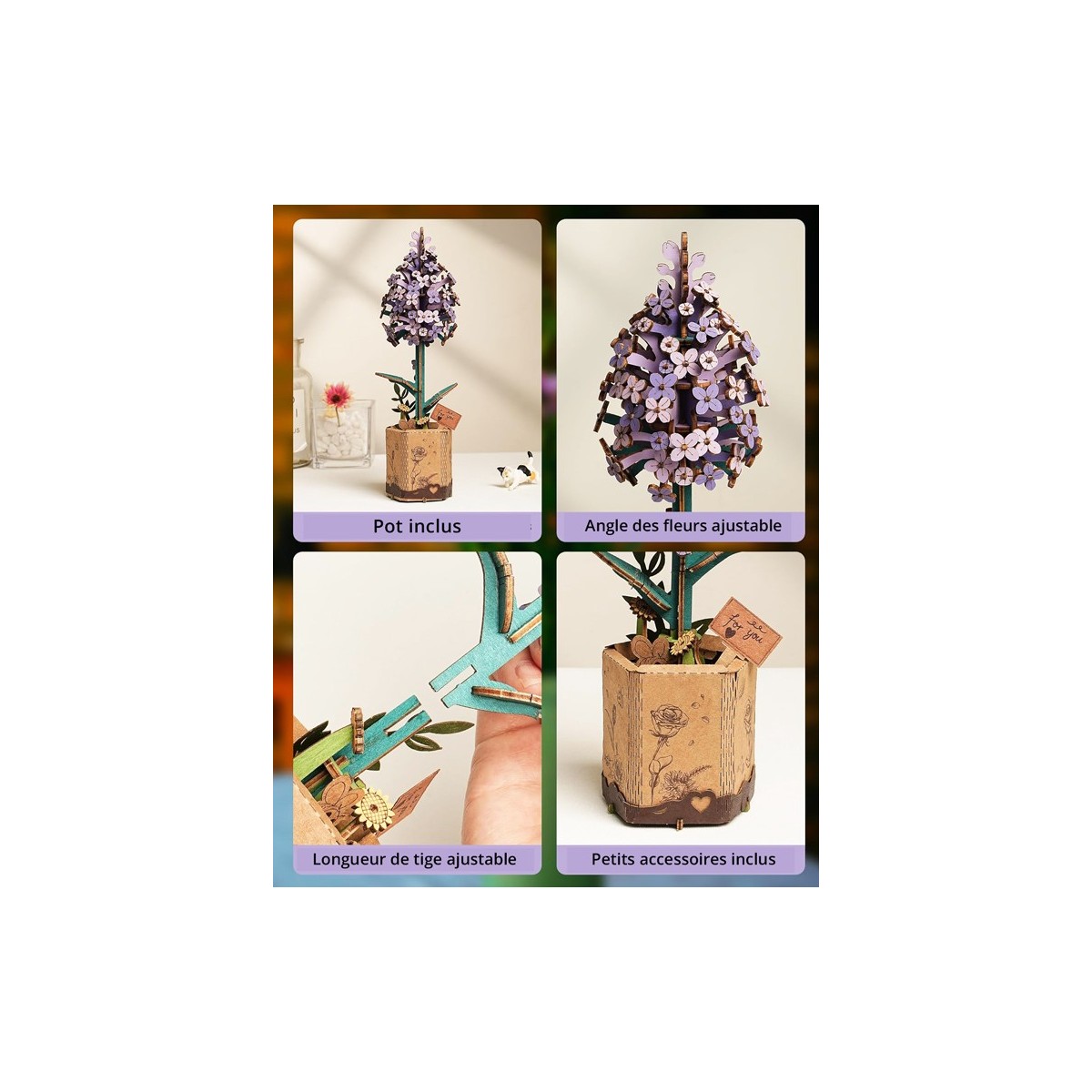 Maquette en bois Fleur Lilas