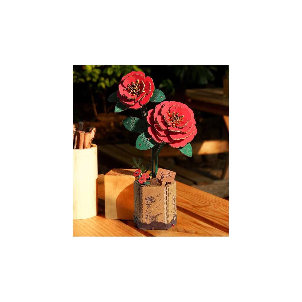 Maquette en bois Fleur Camélias