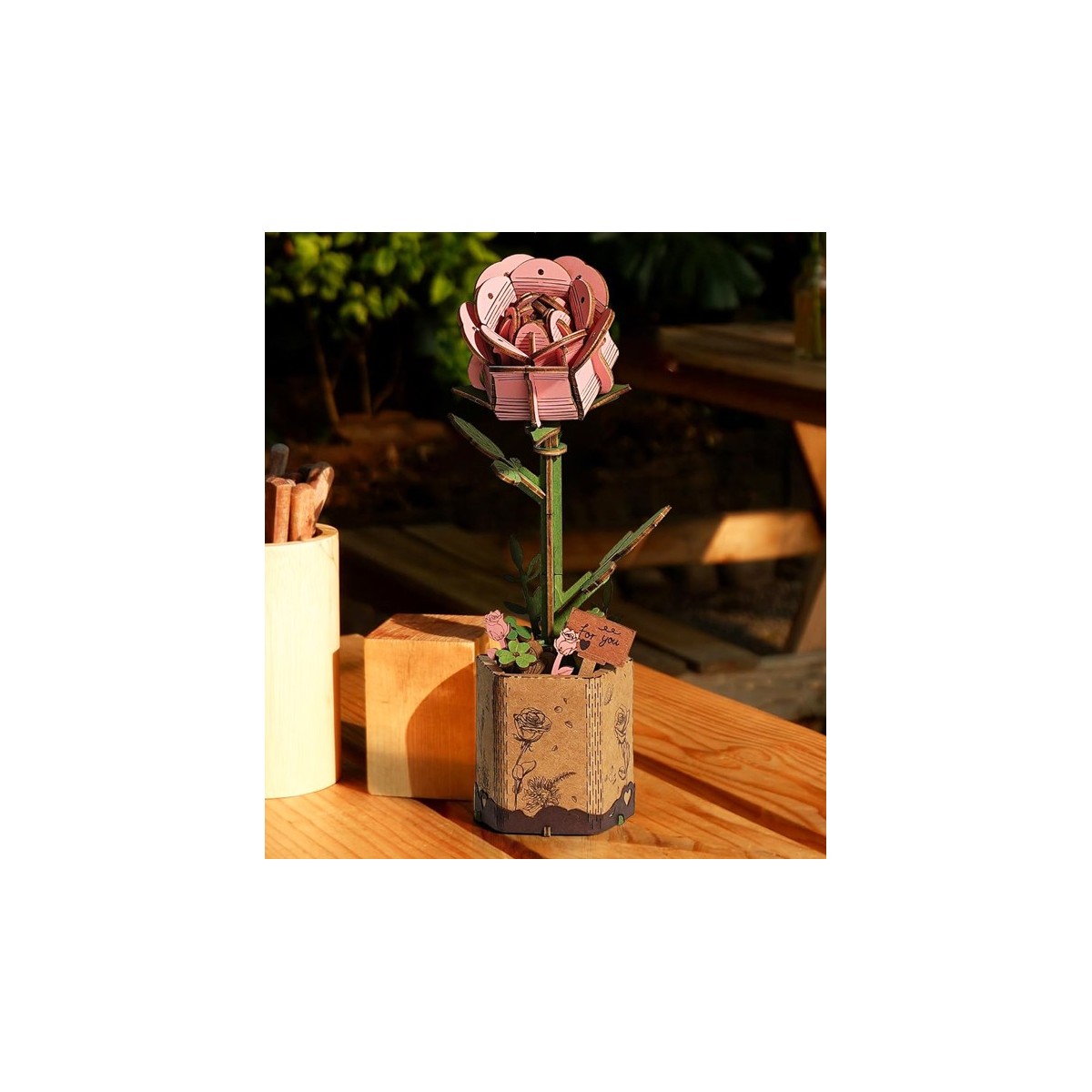 Maquette en bois Fleur Rose