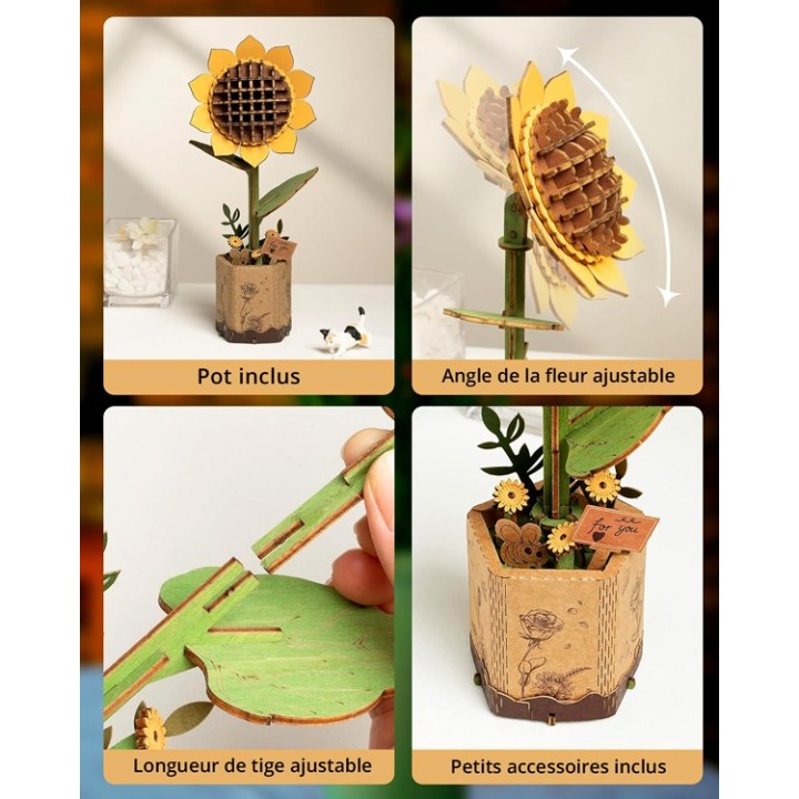 Maquette en bois Fleur Tournesol