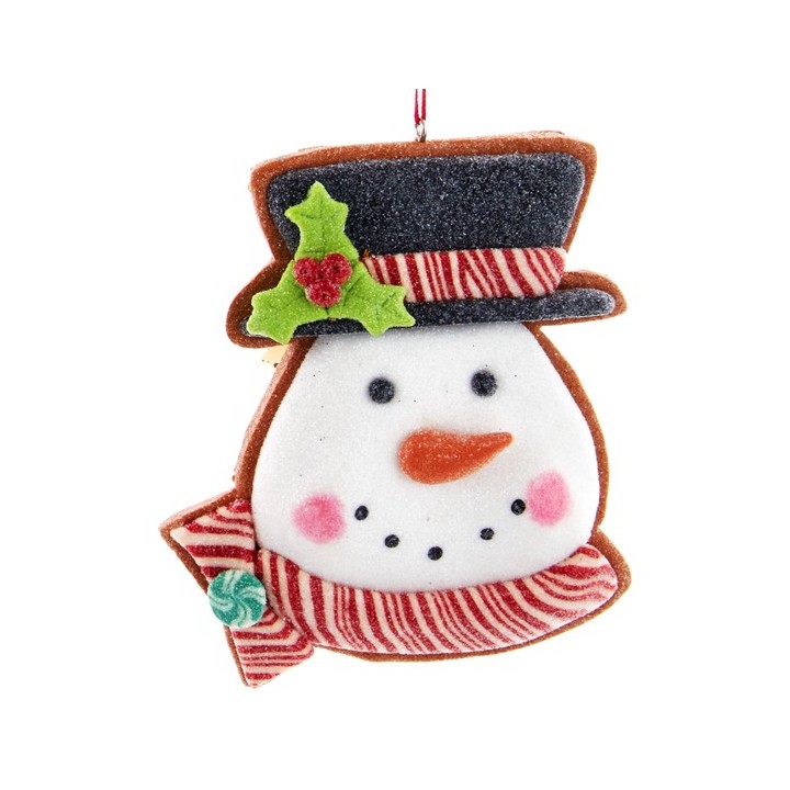 Suspension sapin Noël Bonhomme de neige pain d'épices