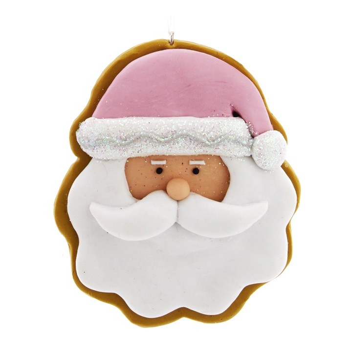 Suspension sapin Tête Père Noël rose