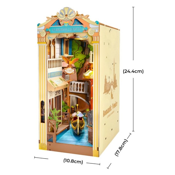 Maquette en bois lumineuse Serre-livres Venise