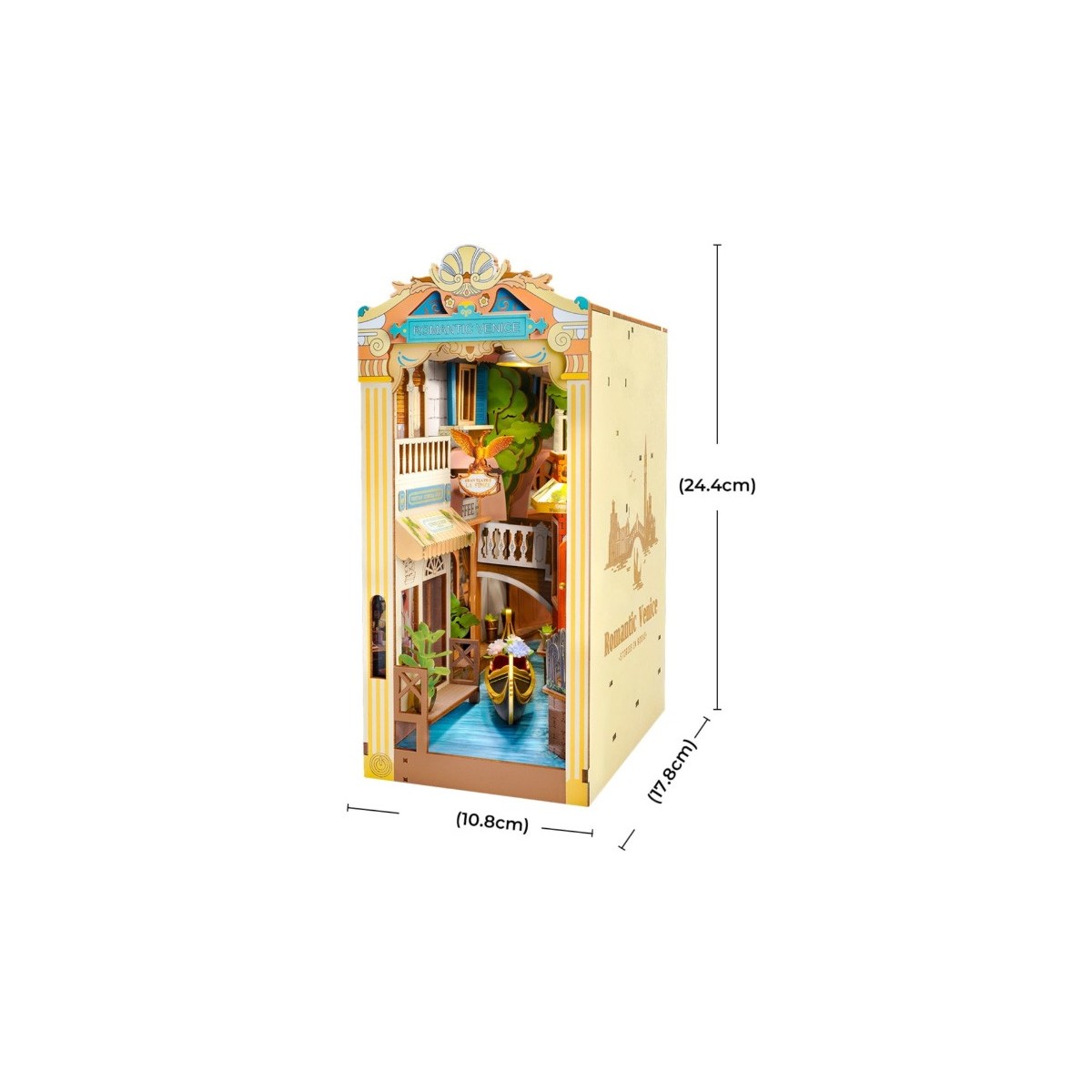 Maquette en bois lumineuse Serre-livres Venise