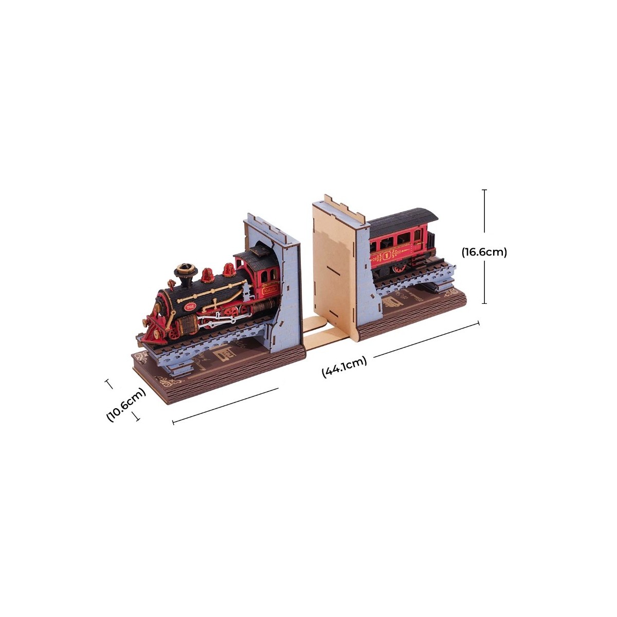 Maquette en bois lumineuse Serre-livres Train tunnel