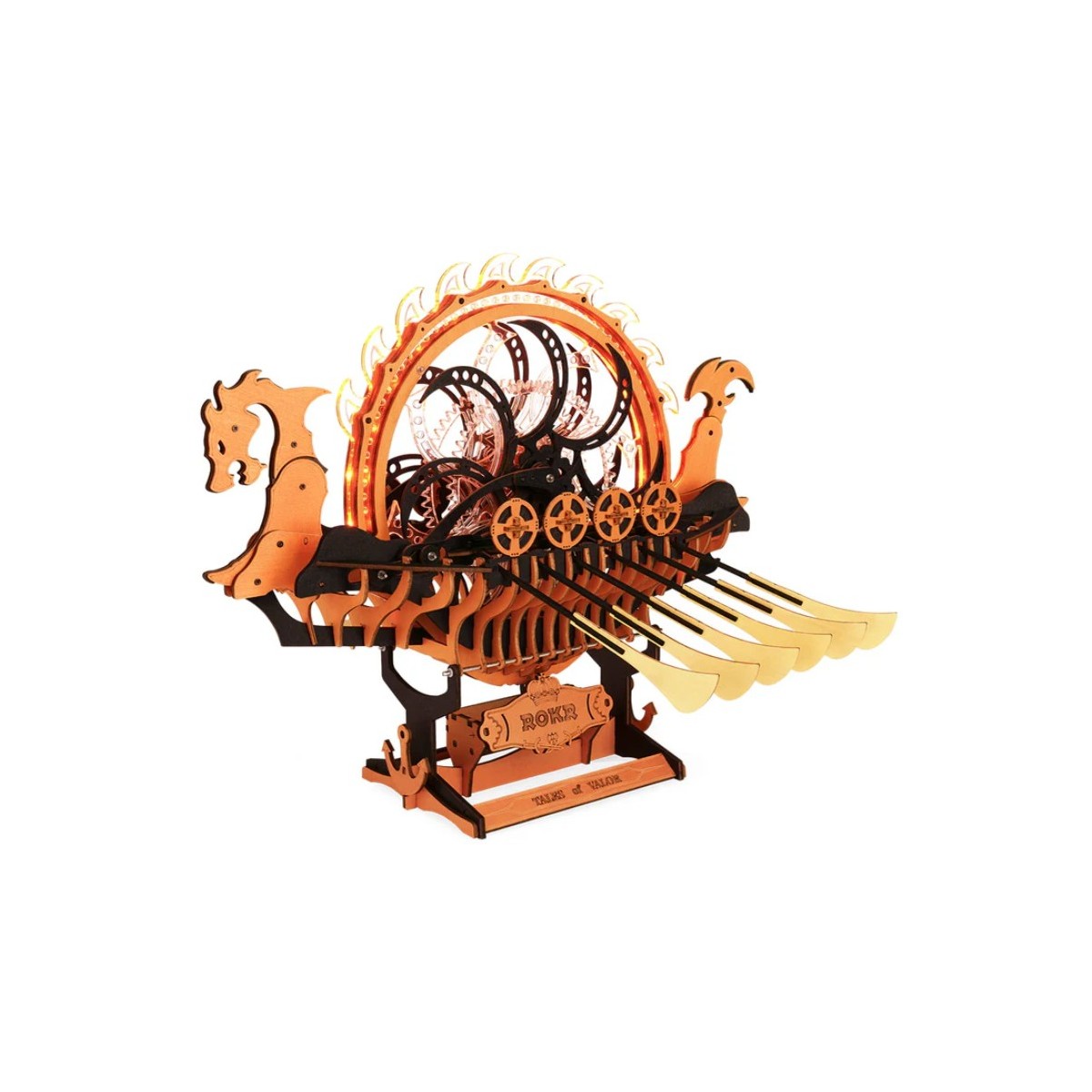 Maquette en bois animée lumineuse Bateau Viking Dragon