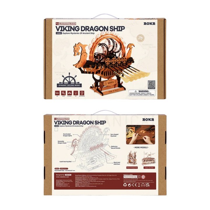 Maquette en bois animée lumineuse Bateau Viking Dragon