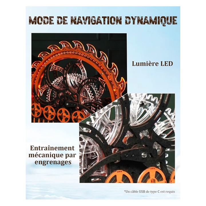 Maquette en bois animée lumineuse Bateau Viking Dragon