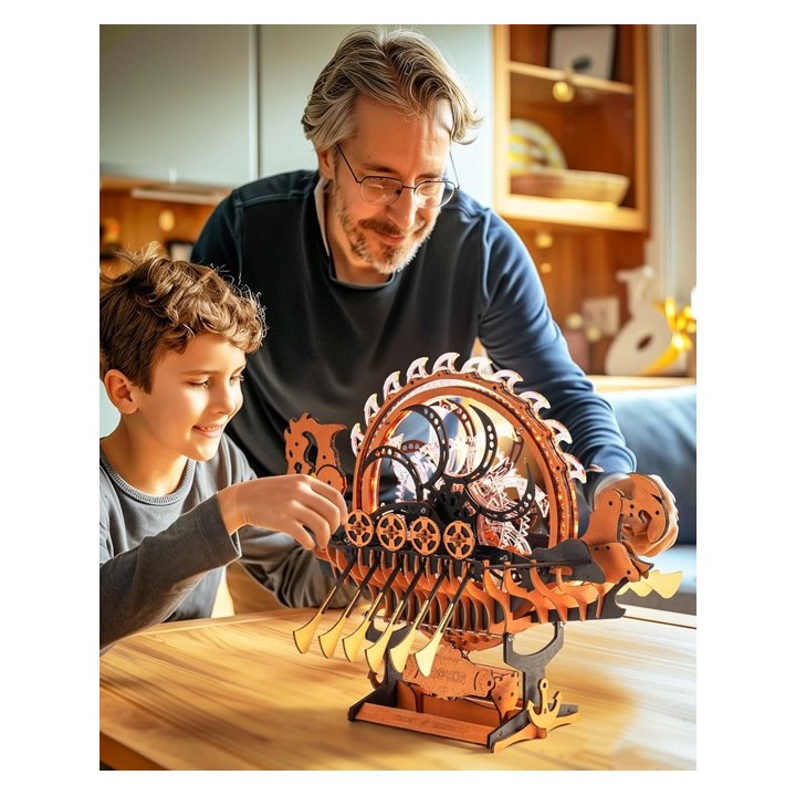 Maquette en bois animée lumineuse Bateau Viking Dragon