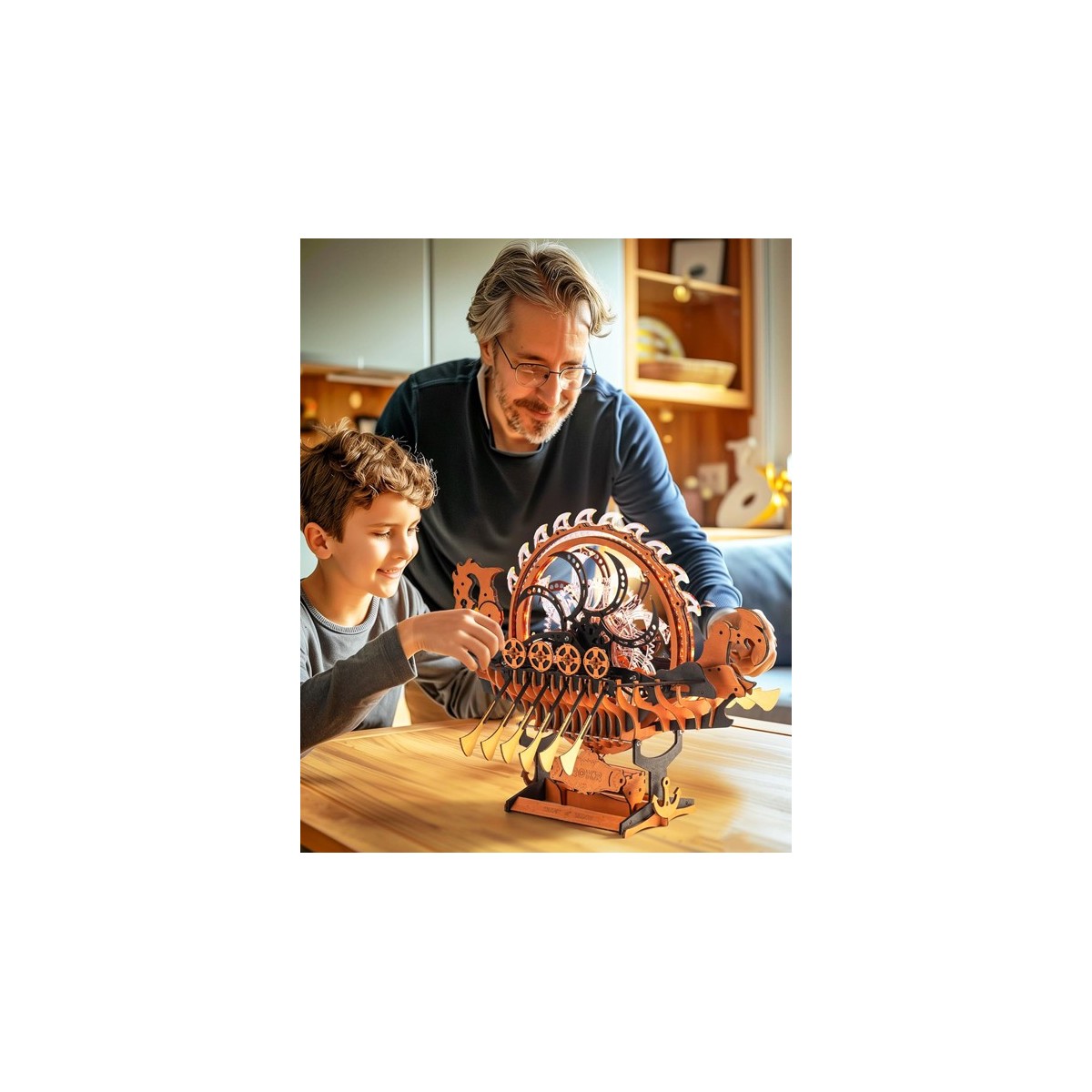 Maquette en bois animée lumineuse Bateau Viking Dragon