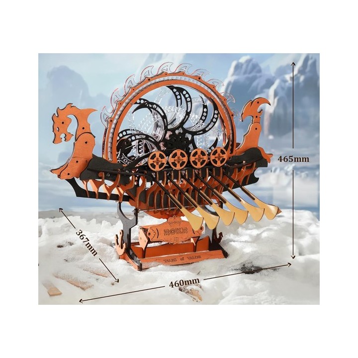 Maquette en bois animée lumineuse Bateau Viking Dragon