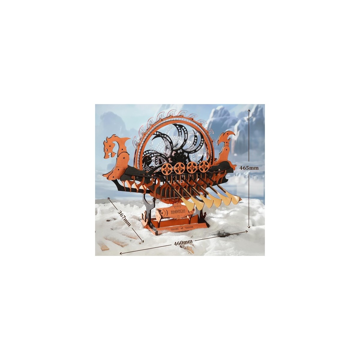 Maquette en bois animée lumineuse Bateau Viking Dragon