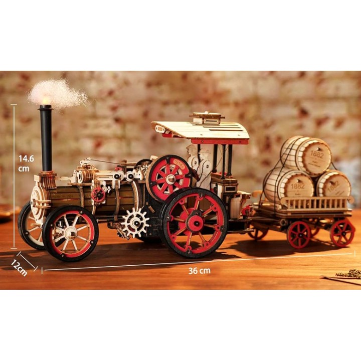 Maquette en bois animée lumineuse Locomotive à vapeur