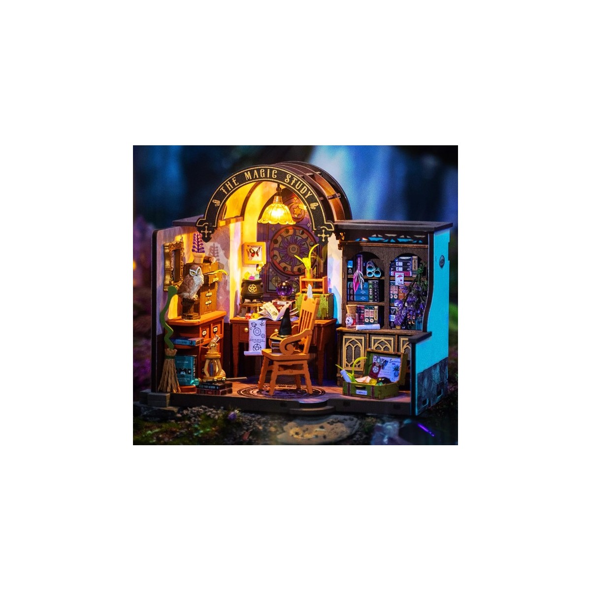Maquette en bois lumineuse Bureau magique