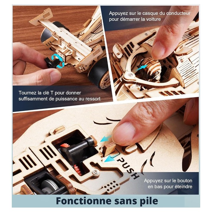 Maquette en bois animée Voiture de course