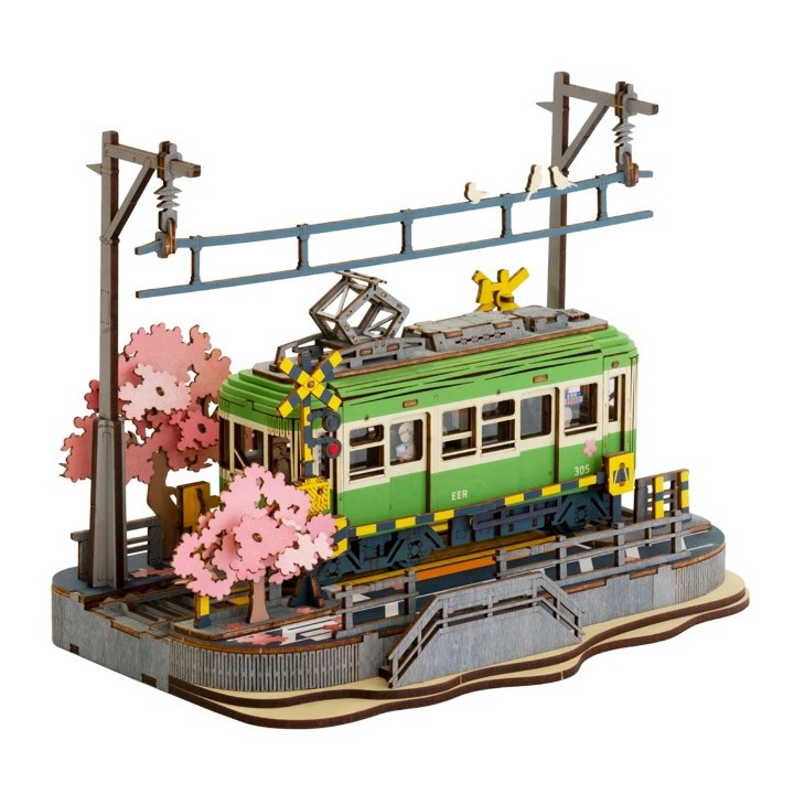 Maquette en bois lumineuse Tramway japonais