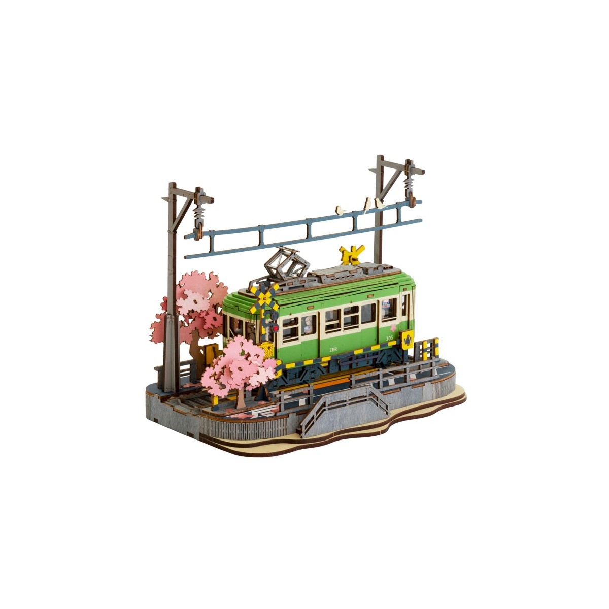 Maquette en bois lumineuse Tramway japonais