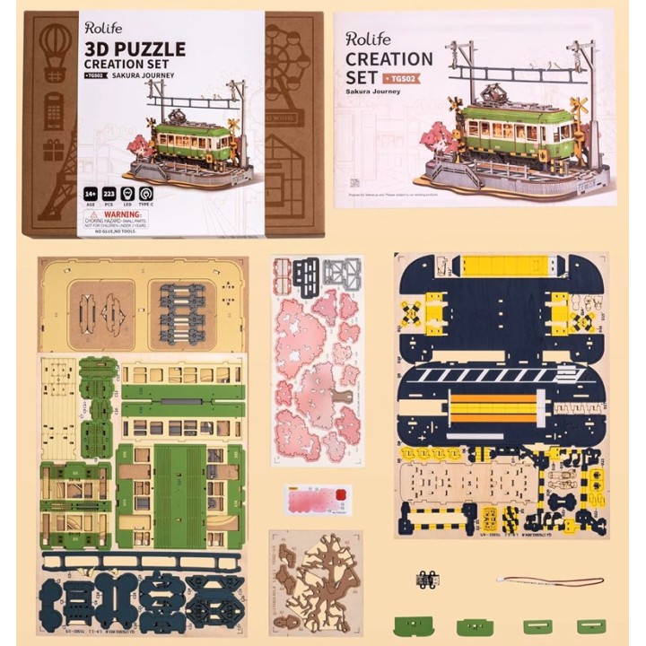 Maquette en bois lumineuse Tramway japonais
