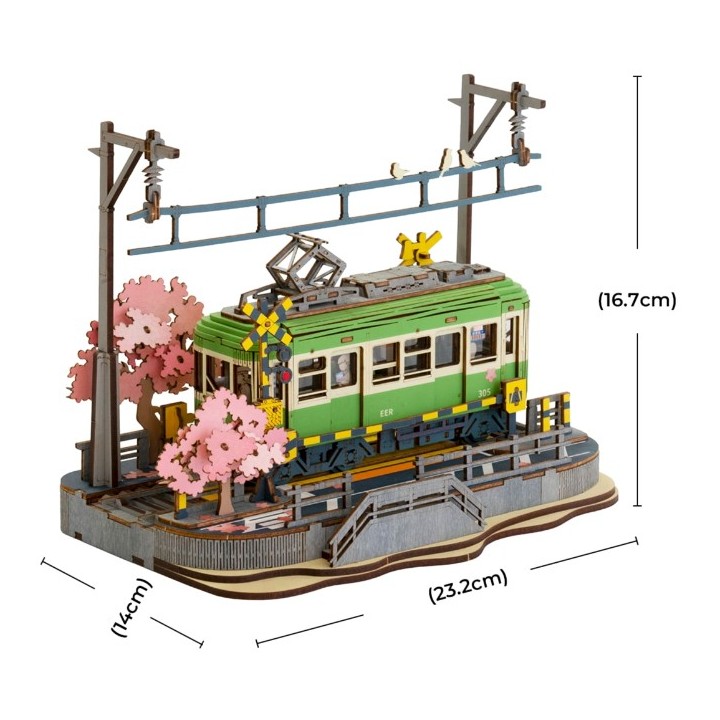 Maquette en bois lumineuse Tramway japonais