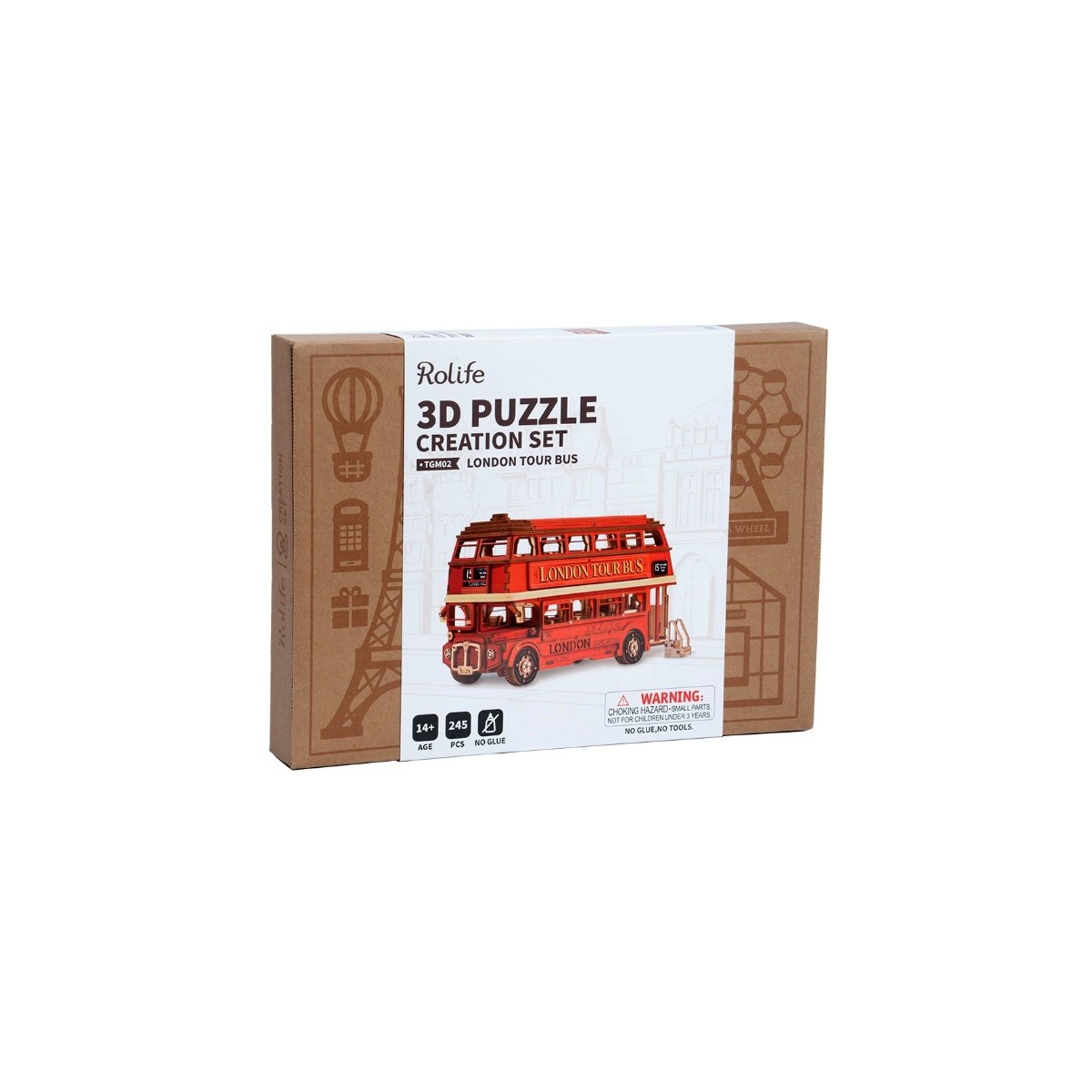 Maquette en bois bus londonien