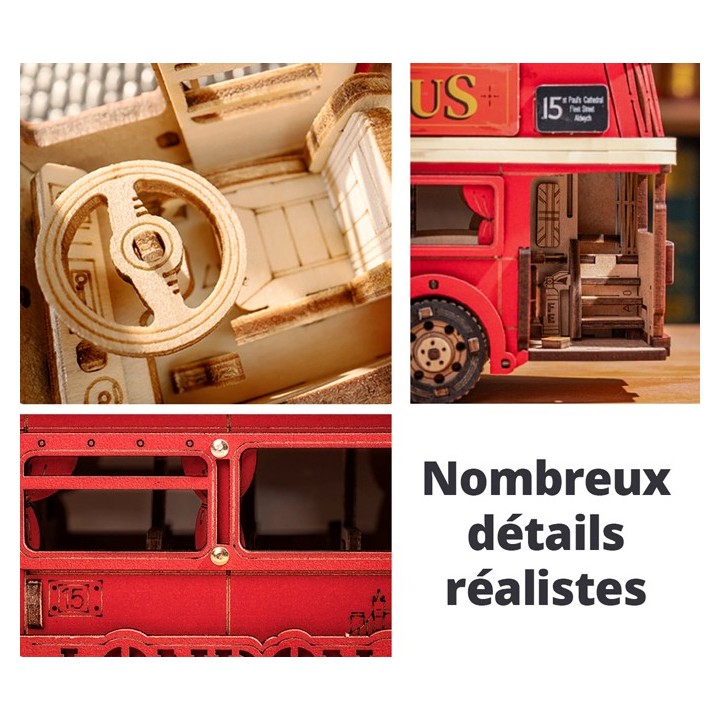 Maquette en bois Bus londonien