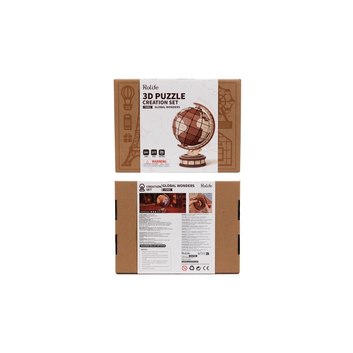 Maquette en bois Globe terrestre