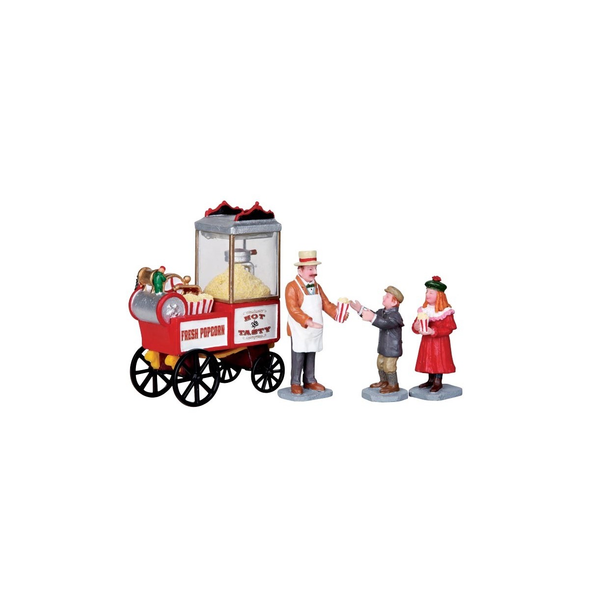 Vendeur de popcorn et enfants Lot de 4 Lemax