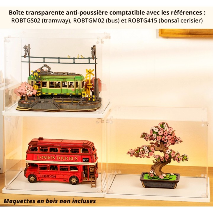 Boîte de présentation transparente anti-poussière