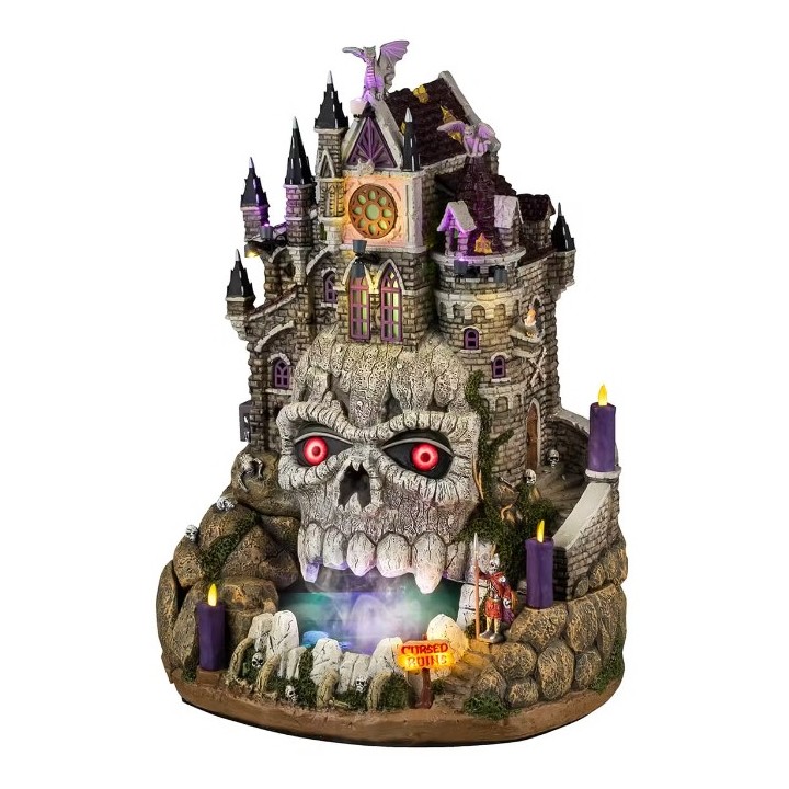 Château maudit animé lumineux sonore fumant LEMAX Spooky Town